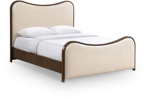 Jolie Cream Vegan Leather Upholstered Queen Bed, 1 Piece (Style 2)