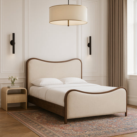 Jolie Cream Vegan Leather Upholstered Queen Bed, 1 Piece (Style 2)