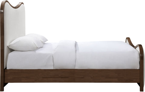 Jolie Beige Linen Textured Fabric Upholstered Full Bed, 1 Piece