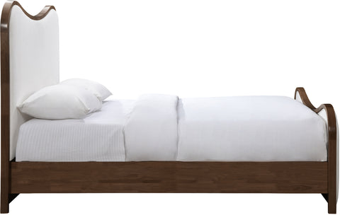 Jolie Cream Linen Textured Fabric Upholstered Queen Bed, 1 Piece (Style 2)