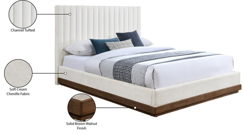 Alden Cream Chenille Fabric Upholstered King Bed, 1 Piece (Style 2)