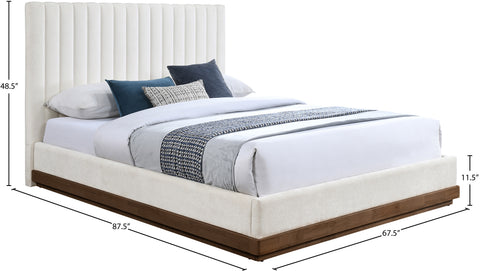 Alden Cream Chenille Fabric Upholstered Queen Bed, 1 Piece (Style 2)