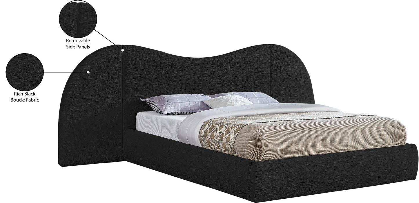 mason black boucle fabric king bed (3 boxes) k