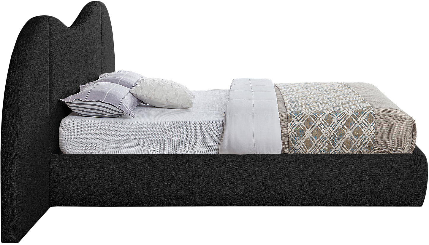 mason black boucle fabric king bed (3 boxes) k