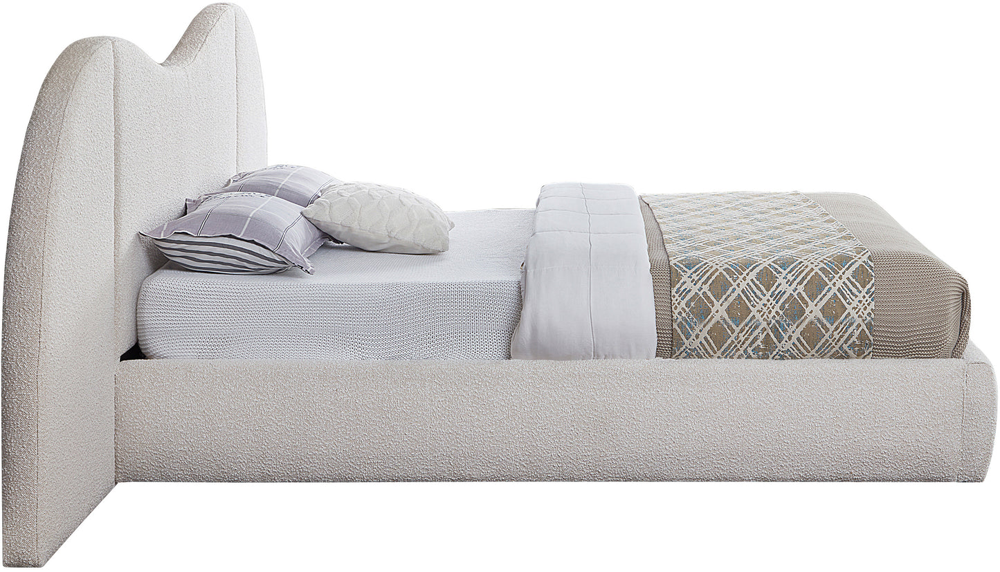 mason cream boucle fabric king bed (3 boxes) k