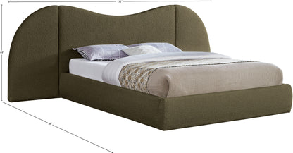 Mason Olive Green Boucle Fabric King Bed (3 Boxes) K