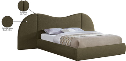 Mason Olive Green Boucle Fabric King Bed (3 Boxes) K