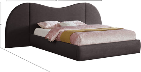 Mason Brown Linen Textured Fabric Queen Bed (3 Boxes) Q