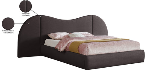Mason Brown Linen Textured Fabric Queen Bed (3 Boxes) Q