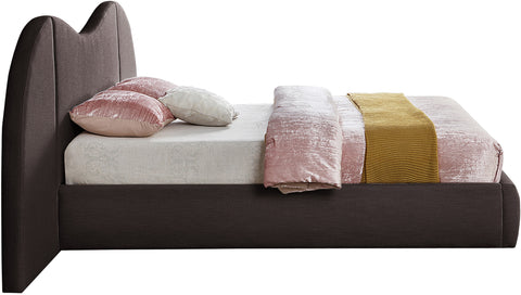 Mason Brown Linen Textured Fabric Queen Bed (3 Boxes) Q