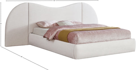 Mason Cream Linen Textured Fabric Queen Bed (3 Boxes) Q