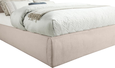 Amara Beige Linen Textured Fabric Upholstered Full Bed, 1 Piece (Style 3)