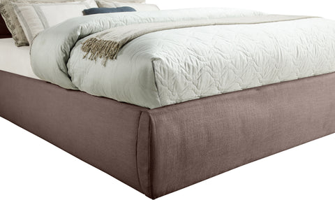 Amara Brown Linen Textured Fabric Upholstered Full Bed, 1 Piece (Style 3)