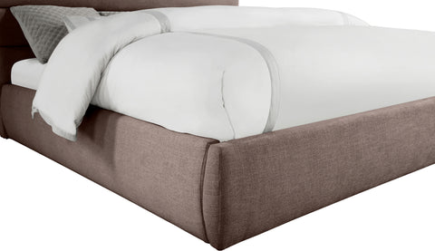 Amara Brown Linen Textured Fabric Upholstered King Bed, 1 Piece