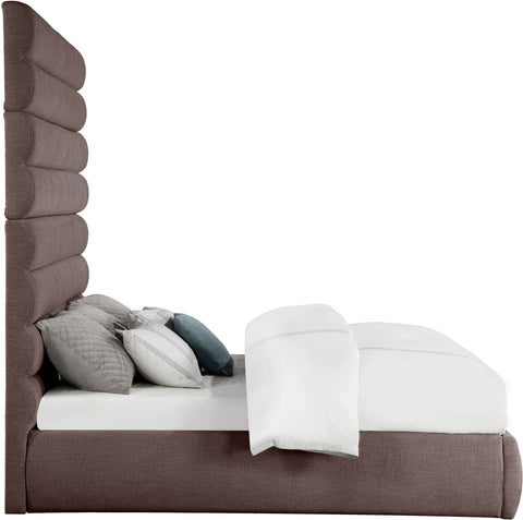 Amara Brown Linen Textured Fabric Upholstered King Bed, 1 Piece (Style 2)