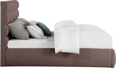 Amara Brown Linen Textured Fabric Upholstered King Bed, 1 Piece (Style 3)