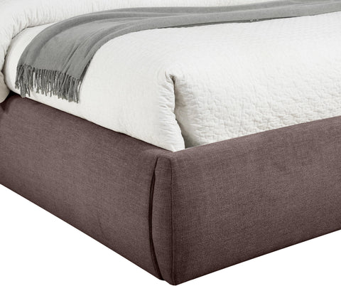 Amara Brown Linen Textured Fabric Upholstered Queen Bed, 1 Piece (Style 2)