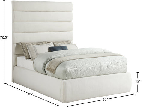 Amara Cream Linen Textured Fabric Upholstered Full Bed, 1 Piece