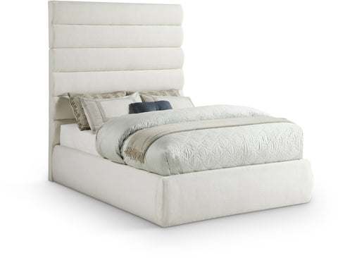 Amara Cream Linen Textured Fabric Upholstered Full Bed, 1 Piece