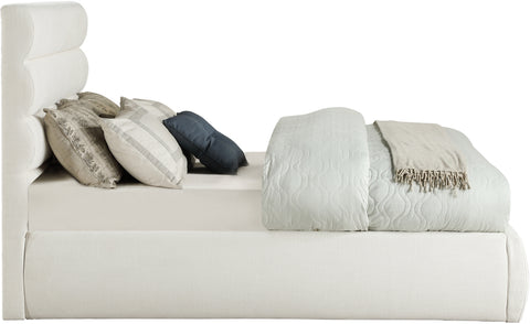 Amara Cream Linen Textured Fabric Upholstered Full Bed, 1 Piece (Style 3)