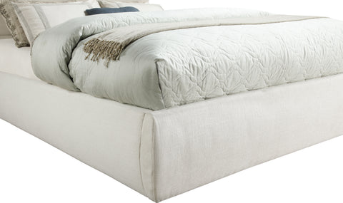 Amara Cream Linen Textured Fabric Upholstered Full Bed, 1 Piece (Style 3)
