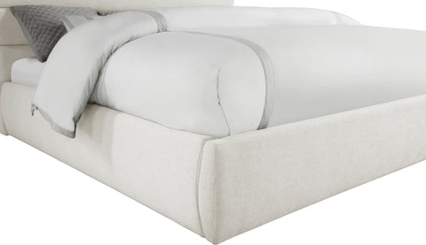 Amara Cream Linen Textured Fabric Upholstered King Bed, 1 Piece (Style 2)
