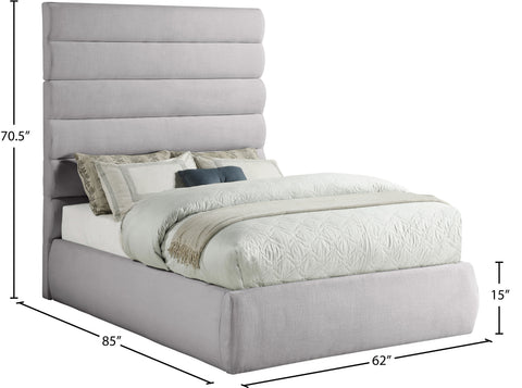 Amara Grey Linen Textured Fabric Upholstered Full Bed, 1 Piece