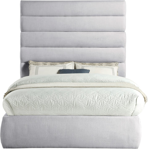 Amara Grey Linen Textured Fabric Upholstered Full Bed, 1 Piece