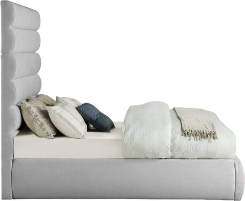 Amara Grey Linen Textured Fabric Upholstered Full Bed, 1 Piece