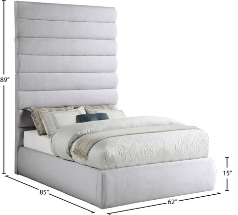 Amara Grey Linen Textured Fabric Upholstered Full Bed, 1 Piece (Style 2)
