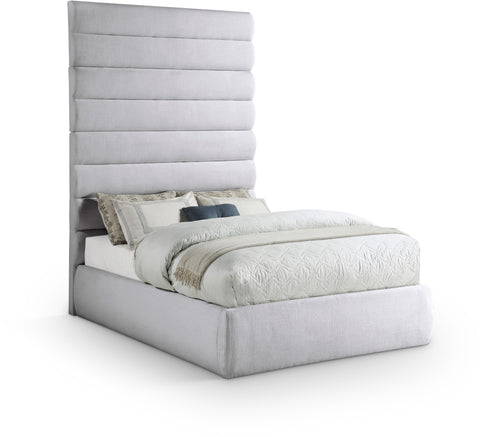 Amara Grey Linen Textured Fabric Upholstered Full Bed, 1 Piece (Style 2)