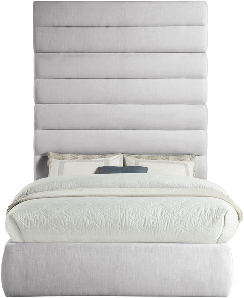 Amara Grey Linen Textured Fabric Upholstered Full Bed, 1 Piece (Style 2)