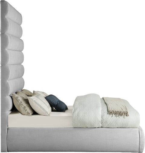Amara Grey Linen Textured Fabric Upholstered Full Bed, 1 Piece (Style 2)