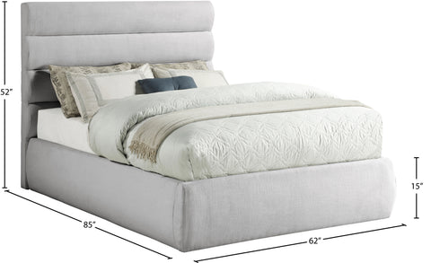 Amara Grey Linen Textured Fabric Upholstered Full Bed, 1 Piece (Style 3)
