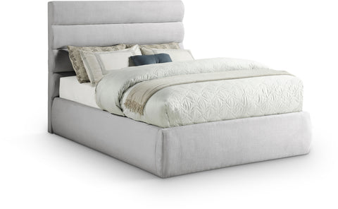 Amara Grey Linen Textured Fabric Upholstered Full Bed, 1 Piece (Style 3)