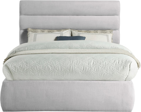 Amara Grey Linen Textured Fabric Upholstered Full Bed, 1 Piece (Style 3)