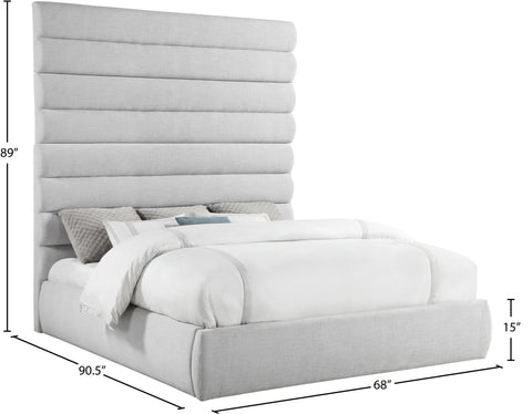 Amara Grey Linen Textured Fabric Upholstered King Bed, 1 Piece (Style 2)