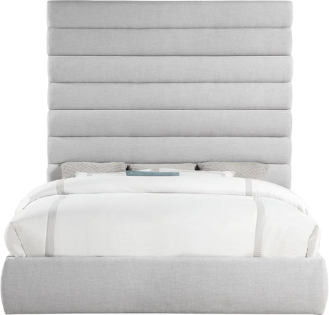 Amara Grey Linen Textured Fabric Upholstered King Bed, 1 Piece (Style 2)