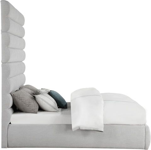 Amara Grey Linen Textured Fabric Upholstered King Bed, 1 Piece (Style 2)