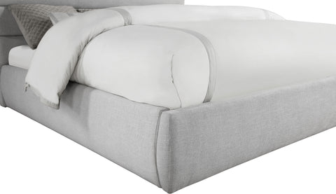Amara Grey Linen Textured Fabric Upholstered King Bed, 1 Piece (Style 2)