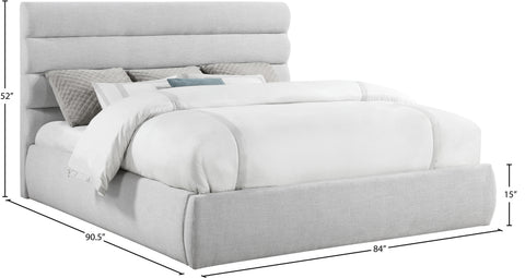 Amara Grey Linen Textured Fabric Upholstered King Bed, 1 Piece (Style 3)