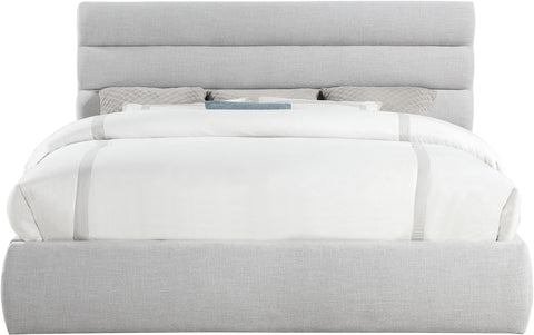Amara Grey Linen Textured Fabric Upholstered King Bed, 1 Piece (Style 3)