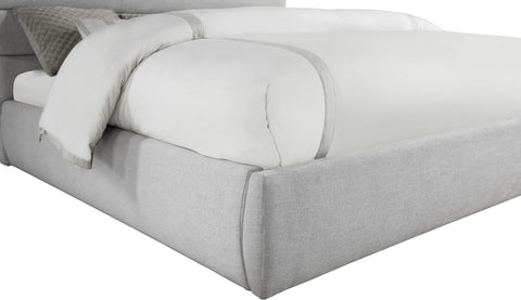 Amara Grey Linen Textured Fabric Upholstered King Bed, 1 Piece (Style 3)