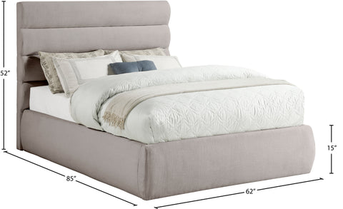 Amara Taupe Linen Textured Fabric Upholstered Full Bed, 1 Piece (Style 3)
