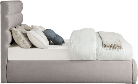 Amara Taupe Linen Textured Fabric Upholstered Full Bed, 1 Piece (Style 3)