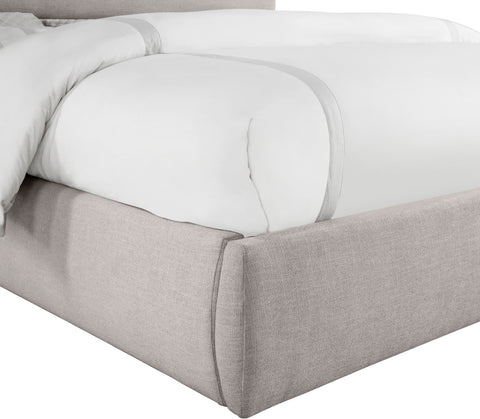 Amara Taupe Linen Textured Fabric Upholstered King Bed, 1 Piece