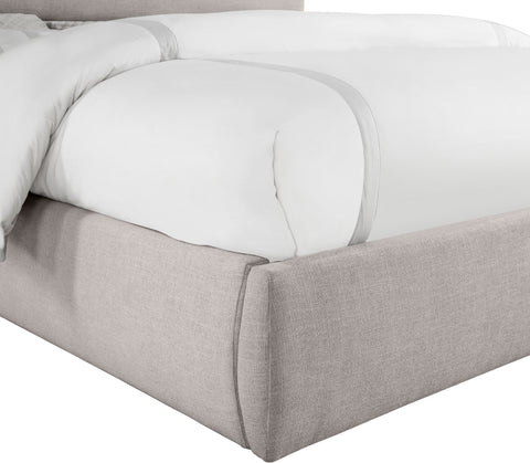 Amara Taupe Linen Textured Fabric Upholstered King Bed, 1 Piece (Style 2)