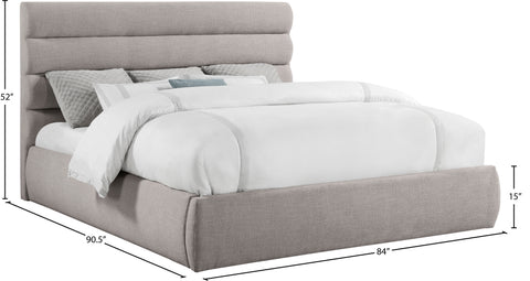 Amara Taupe Linen Textured Fabric Upholstered King Bed, 1 Piece (Style 3)
