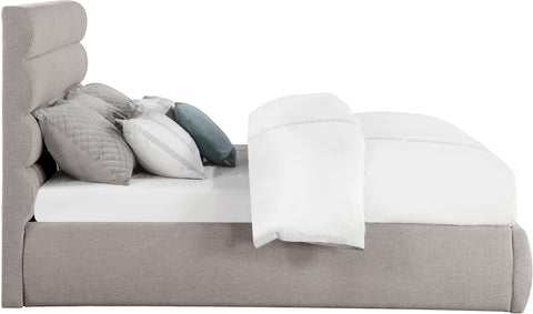 Amara Taupe Linen Textured Fabric Upholstered King Bed, 1 Piece (Style 3)