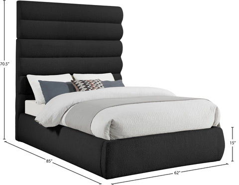 Amara Black Boucle Fabric Upholstered Full Bed, 1 Piece